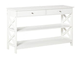 Console Table Side Desk w/ Shelves Drawers Open Top X Support Frame Living Room Hallway Home Office T3398P329949