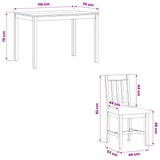 Dining Set 5 pcs Grey Solid Oak Wood 3430235