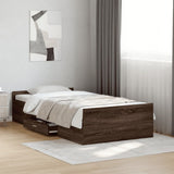 Bed Frame with Drawers without Mattress Brown Oak 100x200 cm 3280334