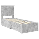 Bed Frame Concrete Grey and Silver 70 x 190 cm Engineered Wood 3411371