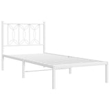Metal Bed Frame without Mattress with Headboard White 90x200cm 376170