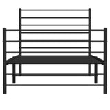 ZNTS Metal Bed Frame without Mattress with Footboard Black 100x200cm 352332