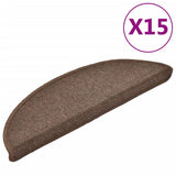 Stair Mats 15 pcs 56x17x3 cm Coffee Brown Half Round 133880