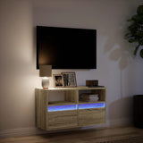 TV Wall Cabinet with LED Lights Sonoma Oak 80x31x45 cm 852329