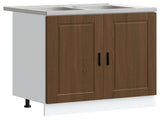 Sink Base Cabinet with Door Porto 2 pcs Brown Engineered wood 3315028