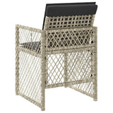 Garden Chairs with Cushions 4 pcs Light Grey Poly Rattan 364954