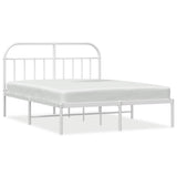 Bed Frame White Powder-Coated Steel Double Bed Frame 353689