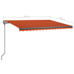 ZNTS Manual Retractable Awning with Posts 4x3 m Orange and Brown 3070140