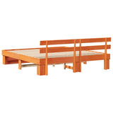 Bed Frame with Headboard Brown 200 x 200 cm Solid Pine Wood 3385672