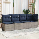 Garden Sofa with Cushion Grey 227 x 62 x 69cm Poly Rattan 366150