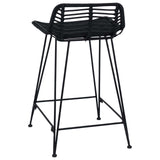 Bar Stool 2 pcs Black 44 x 45 x 76 cm Rattan and Steel 42033203