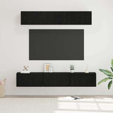 TV Cabinet Set Wall-mounted 5 pcs Black Oak Engineered Wood 3393406