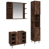3 Piece Bathroom Cabinet Set Smoked Oak Engineered Wood 3187606