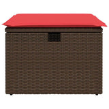 Garden Stool with Cushion Brown 55 x 55 x 37 cm Poly Rattan 366230