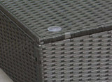 PE Rattan Coffee Table, Rectangular Outdoor Coffee Table with Tempered Glass Top, 70 KG Capacity for T3398P315945