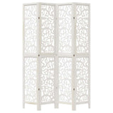 Room Divider 4 Panels White Solid Wood Paulownia 358740