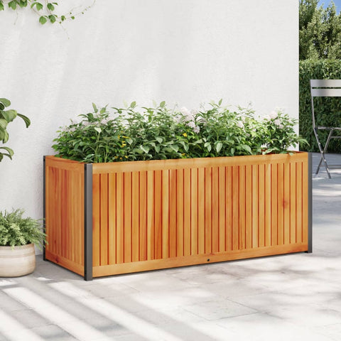ZNTS Garden Planter 110x45x44 cm Solid Wood Acacia and Steel 367612