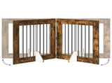 Dog Gate with Stands 6 pcs Smoked Oak 80 x 80 cm 892087