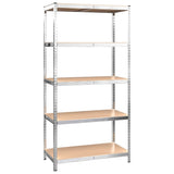 5-Layer Heavy-duty Shelves 2 pcs Silver Steel&Engineered Wood 3154203