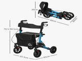 Folding Rollator Walker with Seat, Backrest, Lightweight Walking Frame with Storage Bag, Dual T3398P344717