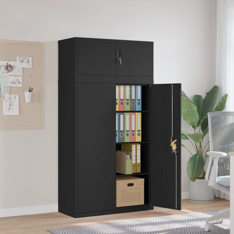 ZNTS File Cabinet Black 90x40x180 cm Steel 3188325