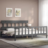 Bed Frame without Mattress Grey 200x200 cm Solid Wood Pine 3193358