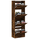 Shoe Cabinet with 4 Flip-Drawers Smoked Oak 60x34x187.5 cm 3214375