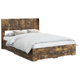 Bed Frame with Storage and Headboard Smoked Oak 135 x 190 cm 3414479