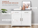 Freestanding Bathroom Cabinet, Storage Cupboard with 2 Drawers, Double Doors, Adjustable Shelf, T3398P330468