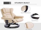 360&deg Swivel Recliner Chair with Footstool, PU Leather Manual Recliner Armchair with Solid Wood T3398P328126