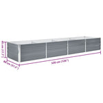 Garden Raised Bed Galvanised Steel 320x80x45 cm Grey 44846