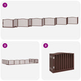 Dog Gate with Door Foldable 12 Panels Brown 960 cm Poplar Wood 3155636