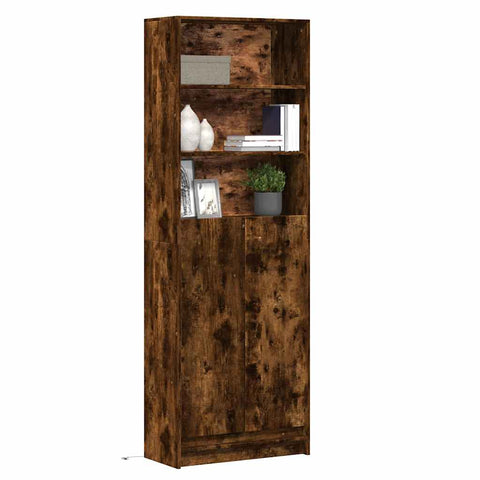 Highboard with LED Smoked Oak 69x32.5x200 cm Engineered Wood 3307909