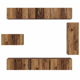 TV Cabinet Set Wall-mounted 8 pcs Old Wood Engineered Wood 3393132