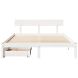 Bed Frame without Mattress White 150x200 cm King Size Solid Wood Pine 3301517