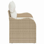 Garden Sofa with Cushion Beige 121 x 62 x 69cm Poly Rattan 42006726