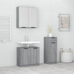 ZNTS 3 Piece Bathroom Cabinet Set Grey Sonoma Engineered Wood 3115874