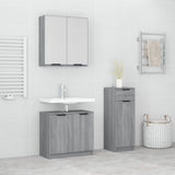 ZNTS 3 Piece Bathroom Cabinet Set Grey Sonoma Engineered Wood 3115874