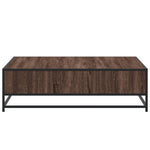 ZNTS Coffee Table Brown Oak 100x100x30 cm Engineered Wood and Metal 848778