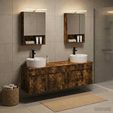 Bathroom Cabinet Set 5 pcs Smoked Oak Engineered Wood 3406603