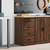 Garage Storage Cabinet Brown Oak 40x51x85 cm Solid Wood Pine 860595