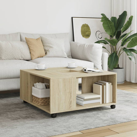 ZNTS Coffee Table Sonoma Oak 80x80x40 cm Engineered Wood 853175