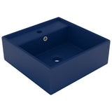 Luxury Basin Overflow Square Matt Dark Blue 41x41 cm Ceramic 146946