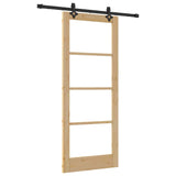 Sliding Door Natural 83 x 202 cm Solid Pine Wood and Glass 3332277
