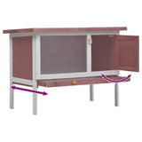 170829 Outdoor Rabbit Hutch 1 Layer Brown Wood