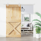 Sliding Door with Hardware Set 100x210 cm Solid Wood Pine 3203196