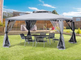 3 x 3 m Metal Gazebo, Garden Pavillion, Double Roof Outdoor Canopy Shelter with Mesh Sidewalls, Grey T3398P317716