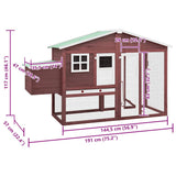Chicken Coop with Nest Box Mocha and White Solid Fir Wood 170866