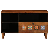 TV Cabinet with Drawer Walnut 80 x 33 x 46 cm Solid Mango Wood 4018241