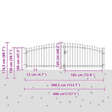 Double Gate with Lock Woerden Grey 400 x 174.5 cm Steel 42008856